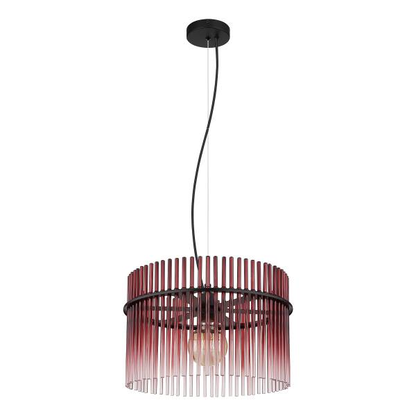 Pendelleuchte Gorley Typ I - Farbglas / Eisen - 1-flammig - Rot