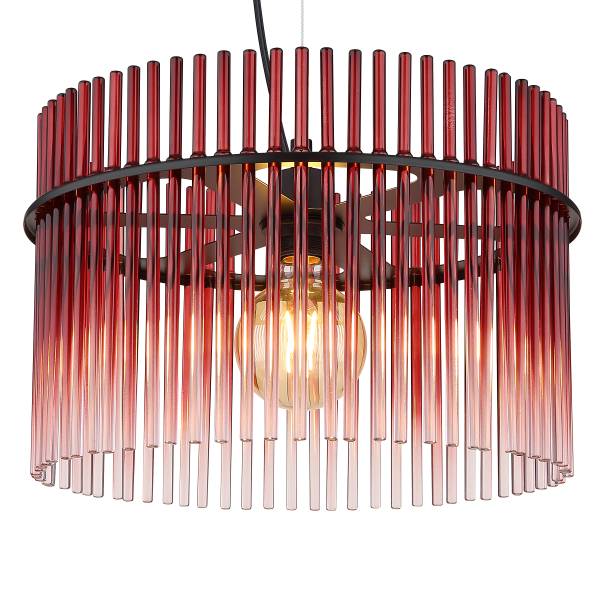 Pendelleuchte Gorley Typ I - Farbglas / Eisen - 1-flammig - Rot