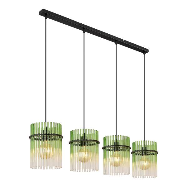 Pendelleuchte Gorley Typ C - Farbglas / Eisen - 4-flammig - Grün