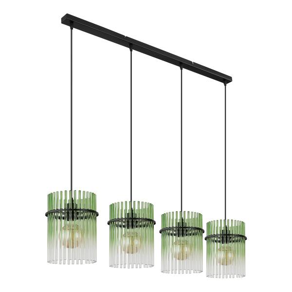 Pendelleuchte Gorley Typ C - Farbglas / Eisen - 4-flammig - Grün