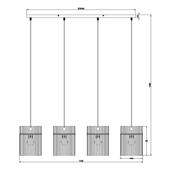 Pendelleuchte Gorley Typ C - Farbglas / Eisen - 4-flammig - Grün