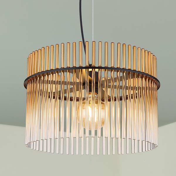Pendelleuchte Gorley Typ I - Farbglas / Eisen - 1-flammig - Orange
