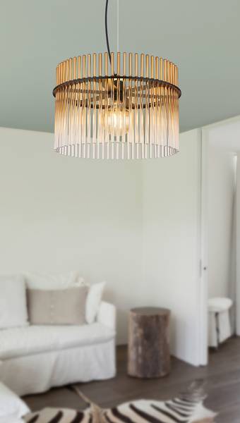 Pendelleuchte Gorley Typ I - Farbglas / Eisen - 1-flammig - Orange