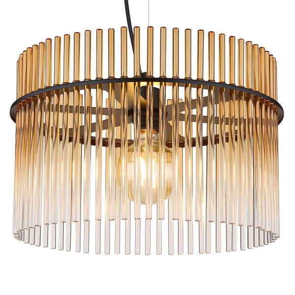 Pendelleuchte Gorley Typ I - Farbglas / Eisen - 1-flammig - Orange