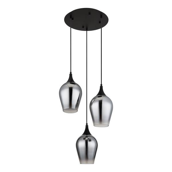 Pendelleuchte Lavus Typ B - Rauchglas / Eisen - 3-flammig - Schwarz