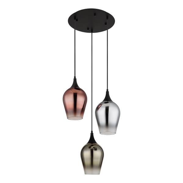 Pendelleuchte Lavus Typ B - Farbglas / Eisen - 3-flammig - Multicolor