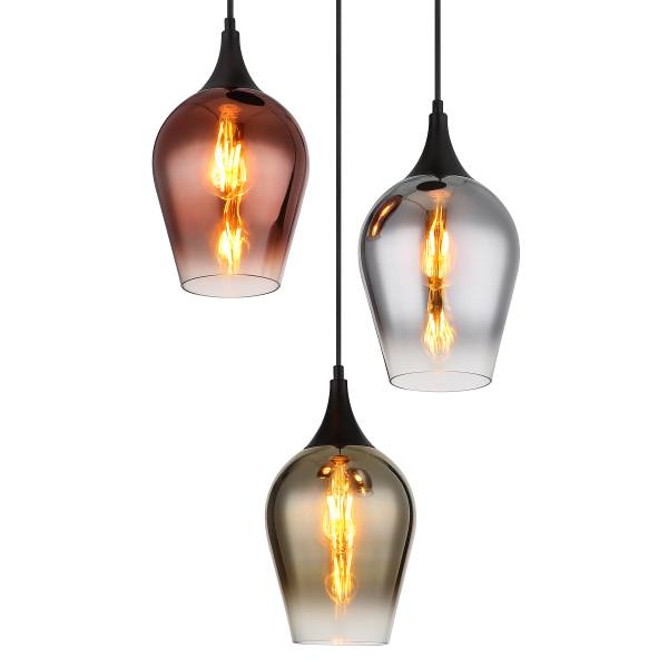 Pendelleuchte Lavus Typ B - Farbglas / Eisen - 3-flammig - Multicolor