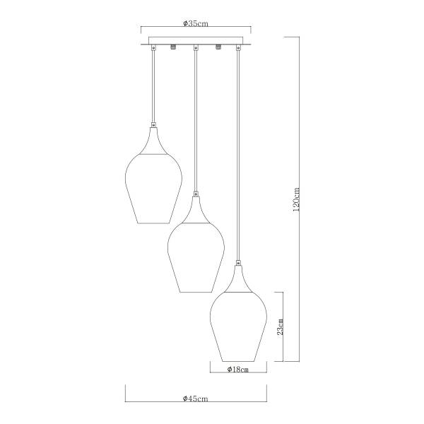 Pendelleuchte Lavus Typ B - Farbglas / Eisen - 3-flammig - Multicolor