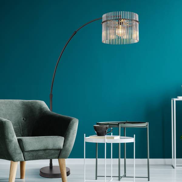Stehleuchte Gorley Typ C - Rauchglas / Eisen - 1-flammig