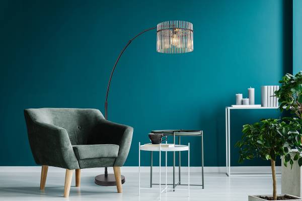 Stehleuchte Gorley Typ C - Rauchglas / Eisen - 1-flammig
