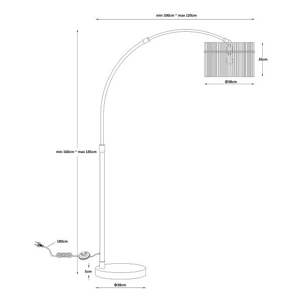 Stehleuchte Gorley Typ C - Rauchglas / Eisen - 1-flammig