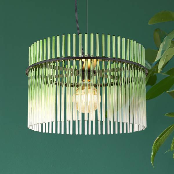 Pendelleuchte Gorley Typ I - Farbglas / Eisen - 1-flammig - Grün