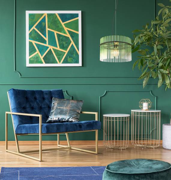 Pendelleuchte Gorley Typ I - Farbglas / Eisen - 1-flammig - Grün