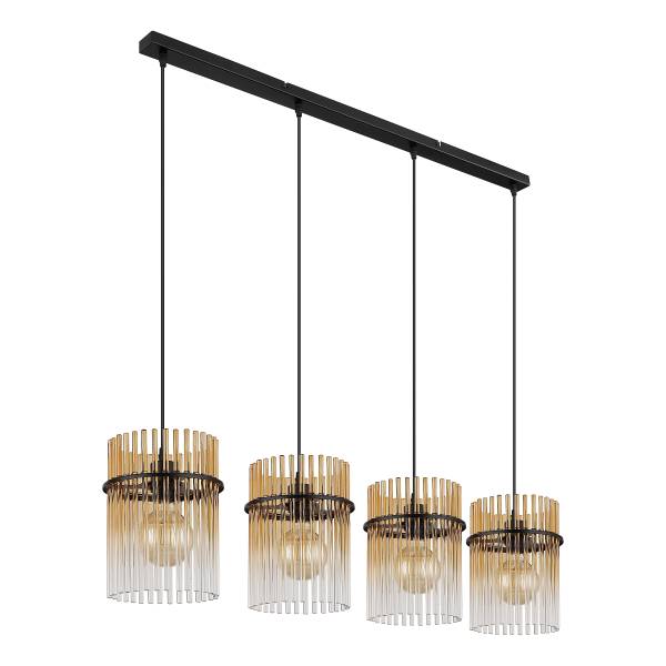 Pendelleuchte Gorley Typ C - Farbglas / Eisen - 4-flammig - Orange