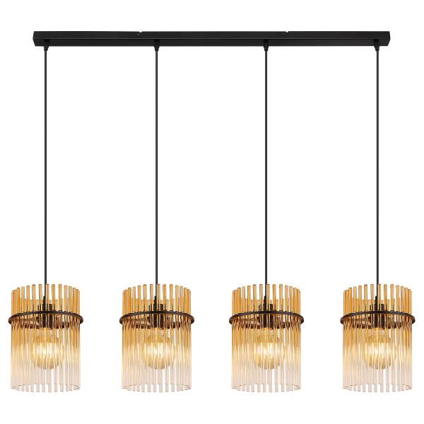 Pendelleuchte Gorley Typ C - Farbglas / Eisen - 4-flammig - Orange