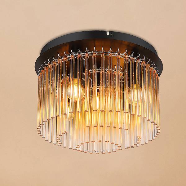 Deckenleuchte Gorley Typ B - Farbglas / Eisen - 5-flammig - Orange