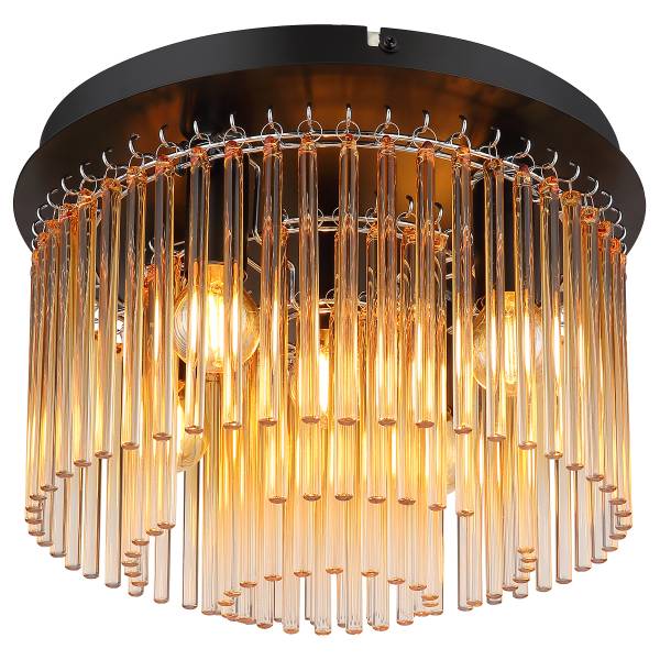 Deckenleuchte Gorley Typ B - Farbglas / Eisen - 5-flammig - Orange