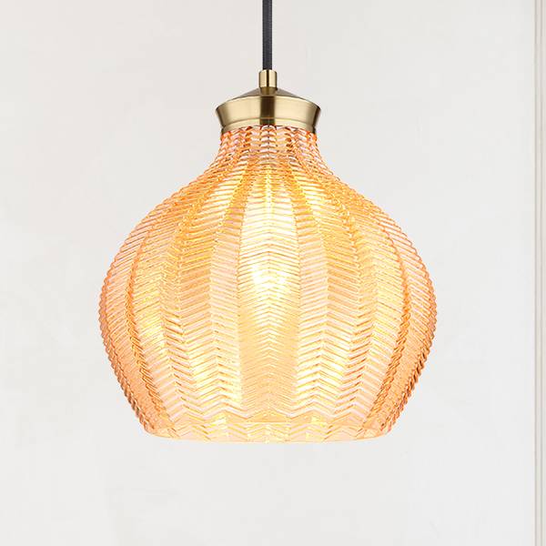 Pendelleuchte Jessica Typ C - Farbglas / Eisen - 1-flammig