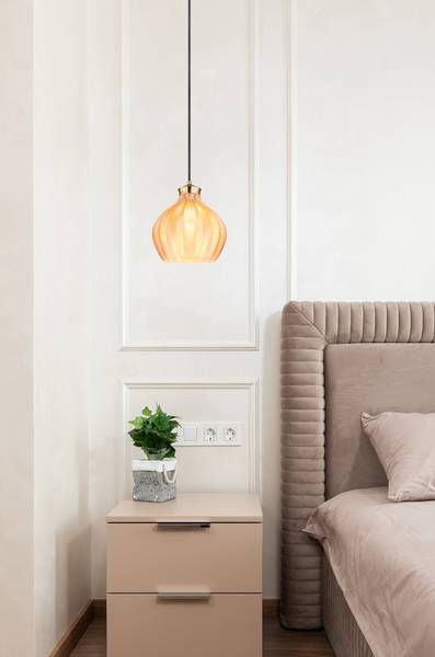 Pendelleuchte Jessica Typ C - Farbglas / Eisen - 1-flammig