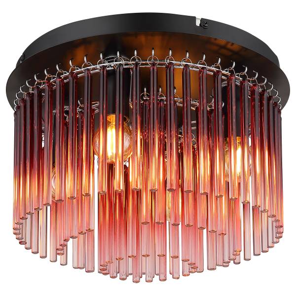 Deckenleuchte Gorley Typ B - Farbglas / Eisen - 5-flammig - Rot