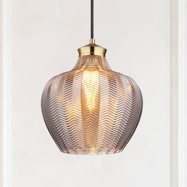 Pendelleuchte Jessica Typ D - Rauchglas / Eisen - 1-flammig