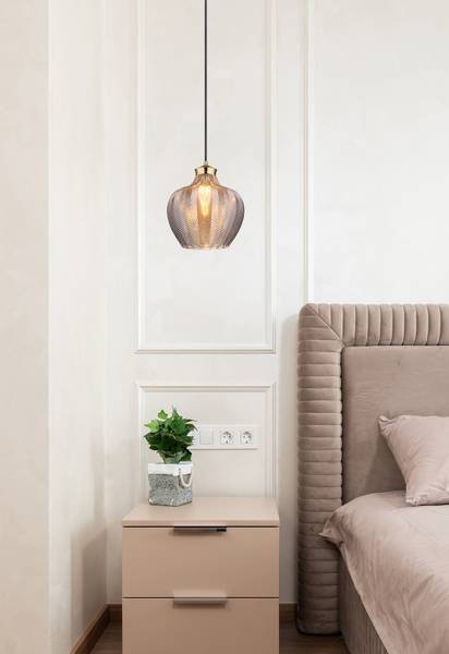 Pendelleuchte Jessica Typ D - Rauchglas / Eisen - 1-flammig