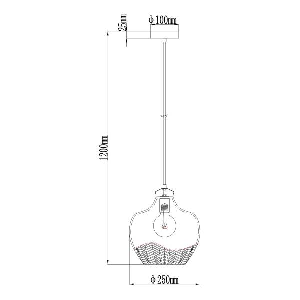 Pendelleuchte Jessica Typ D - Rauchglas / Eisen - 1-flammig