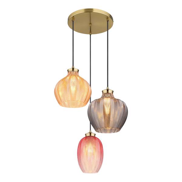 Pendelleuchte Jessica Typ B - Rauchglas / Eisen - 3-flammig