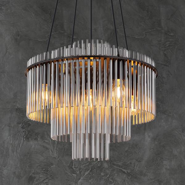 Pendelleuchte Gorley Typ F - Rauchglas / Eisen - 5-flammig - Schwarz
