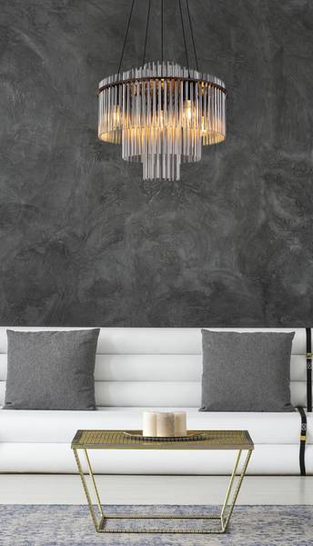 Pendelleuchte Gorley Typ F - Rauchglas / Eisen - 5-flammig - Schwarz