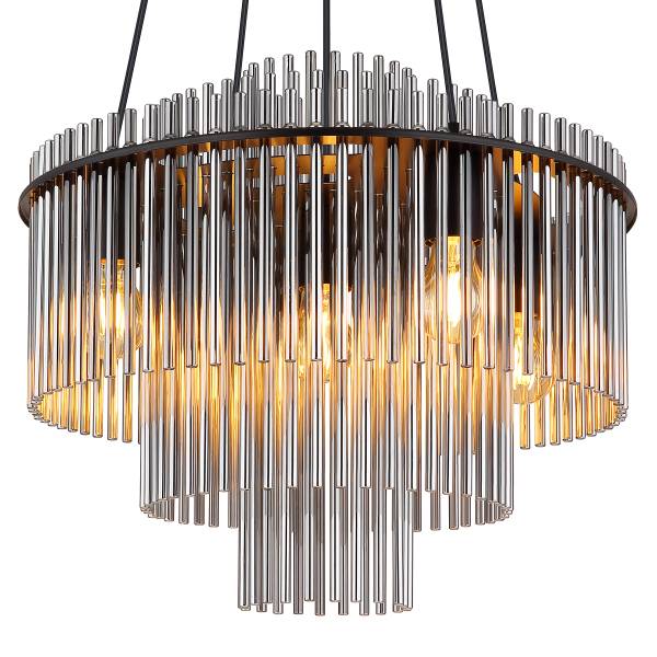 Pendelleuchte Gorley Typ F - Rauchglas / Eisen - 5-flammig - Schwarz