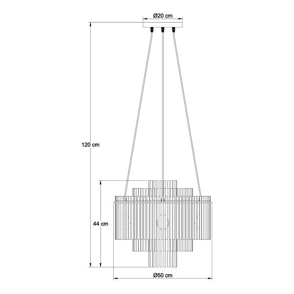 Pendelleuchte Gorley Typ F - Rauchglas / Eisen - 5-flammig - Schwarz