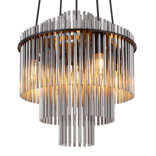 Pendelleuchte Gorley Typ G - Rauchglas / Eisen - 5-flammig - Schwarz