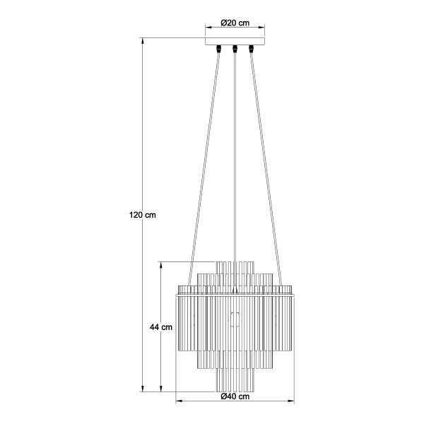 Pendelleuchte Gorley Typ G - Rauchglas / Eisen - 5-flammig - Schwarz