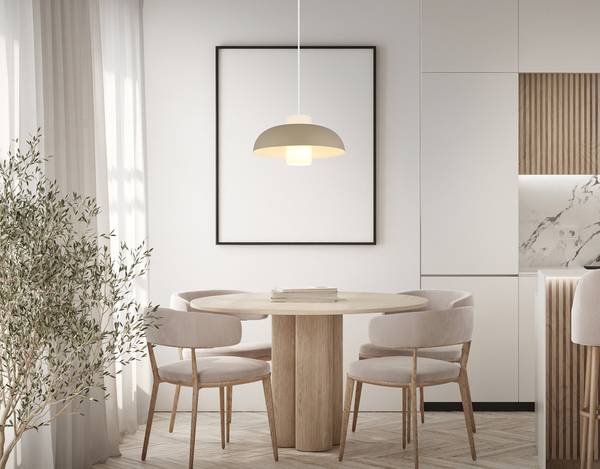 Pendelleuchte Lowe - Eisen - 1-flammig - Beige