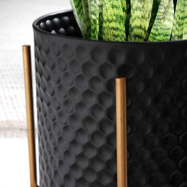 Blumentopf Otuto 2er-Set - Aluminium -Schwarz