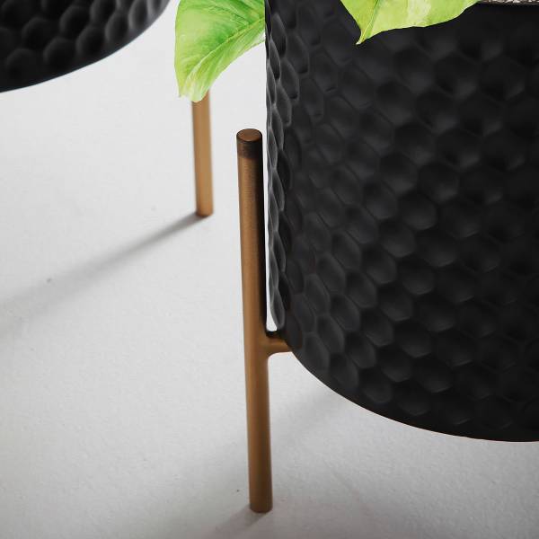 Blumentopf Otuto 2er-Set - Aluminium -Schwarz
