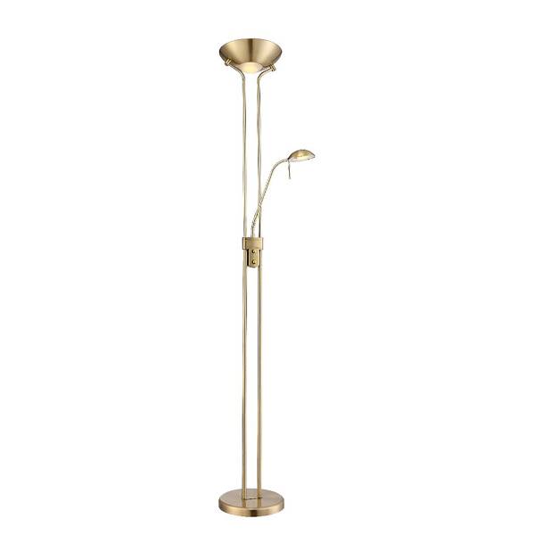 LED-Stehleuchte Leonas - Satiniertes glas / Eisen - 2-flammig - Messing