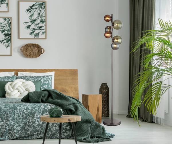 LED-Stehleuchte Riha Typ C - Farbglas / Eisen - 6-flammig