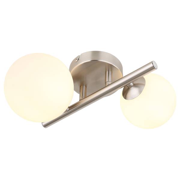 LED-Wandleuchte Riha - Opalglas / Eisen - 2-flammig