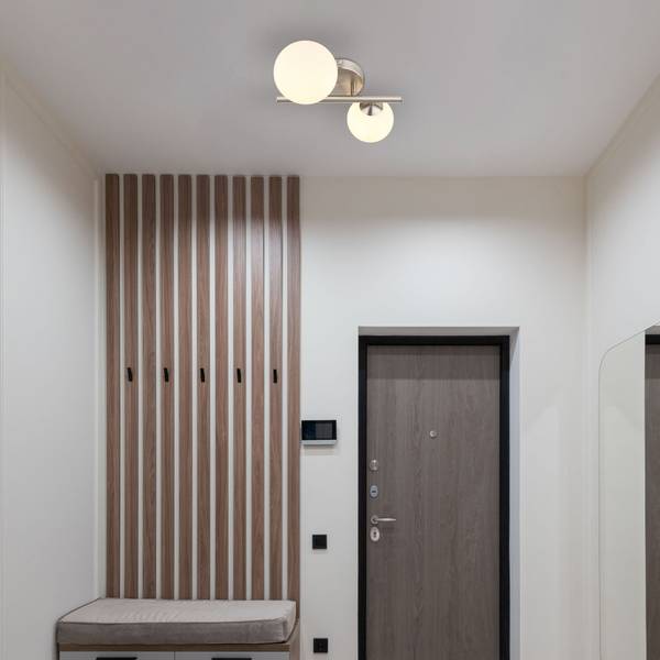 LED-Wandleuchte Riha - Opalglas / Eisen - 2-flammig