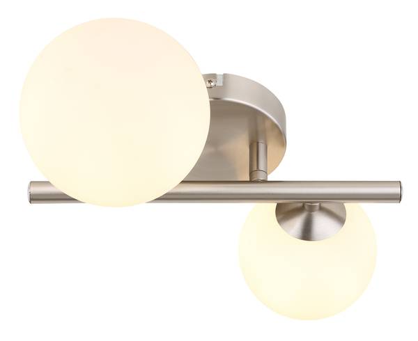 LED-Wandleuchte Riha - Opalglas / Eisen - 2-flammig