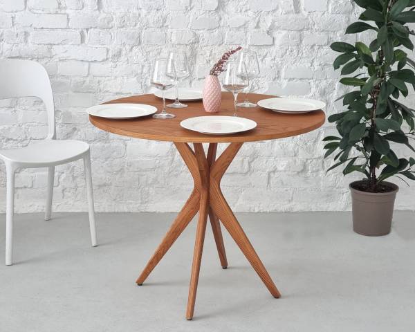 Furnierter Esstisch Lynda rund - Eiche - Durchmesser: 70 cm