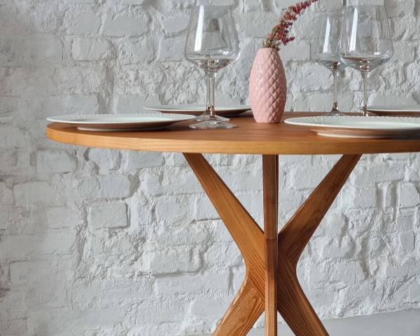 Furnierter Esstisch Lynda rund - Eiche - Durchmesser: 70 cm