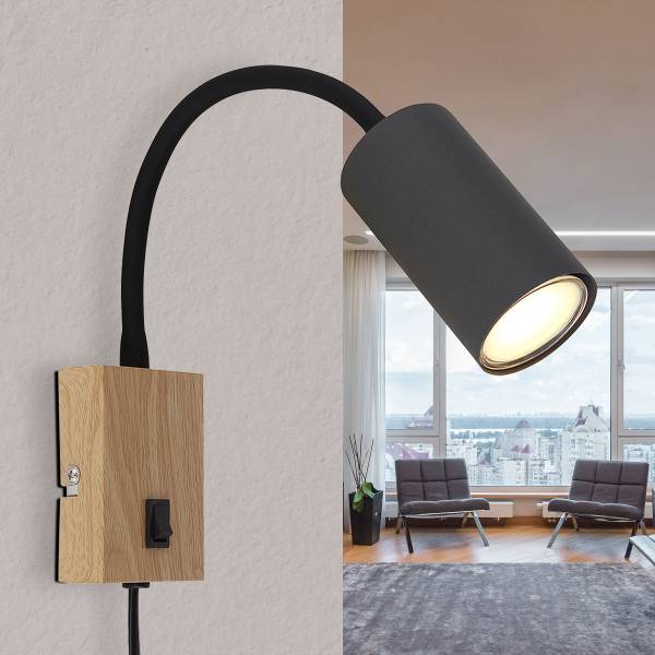 Wandleuchte Robby Typ B - Eisen - 1-flammig - Braun / Grau