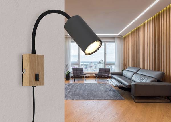 Wandleuchte Robby Typ B - Eisen - 1-flammig - Braun / Grau