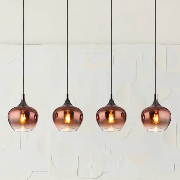 Pendelleuchte Maxy Typ F - Farbglas / Eisen - 4-flammig
