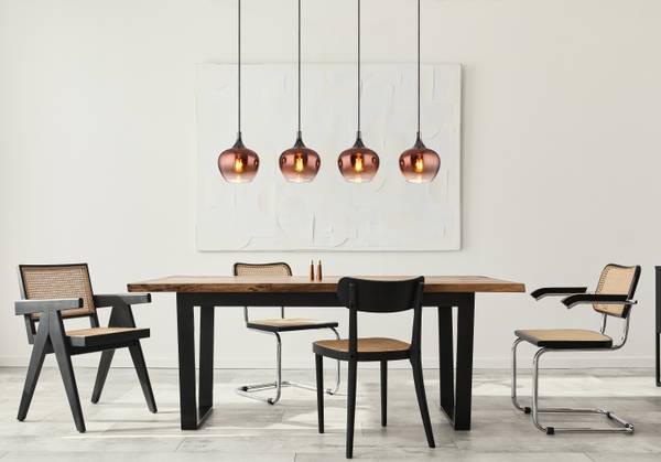 Pendelleuchte Maxy Typ F - Farbglas / Eisen - 4-flammig