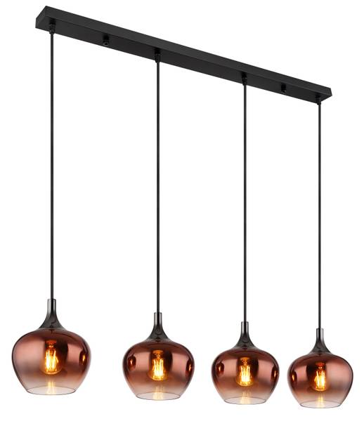 Pendelleuchte Maxy Typ F - Farbglas / Eisen - 4-flammig