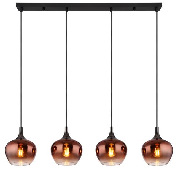 Pendelleuchte Maxy Typ F - Farbglas / Eisen - 4-flammig